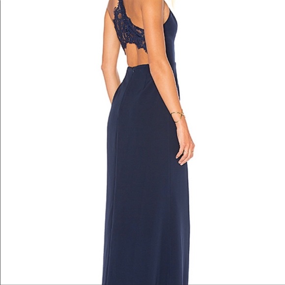 Lovers + Friends Navy Blue Helena Maxi Lace Slit Gown - Picture 3 of 10